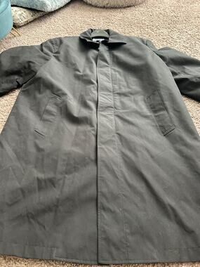 Cintas Men's Lined All Weather Trench Coat Jacket Black 44 Regular 44R Heavy Dut